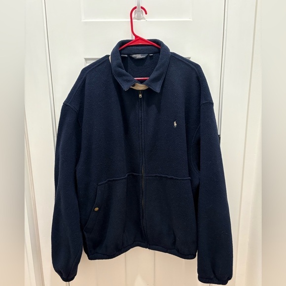 Polo Ralph Lauren Mens Fleece Jacket Blue Full Zip Mock Neck Size XXL - Picture 1 of 6